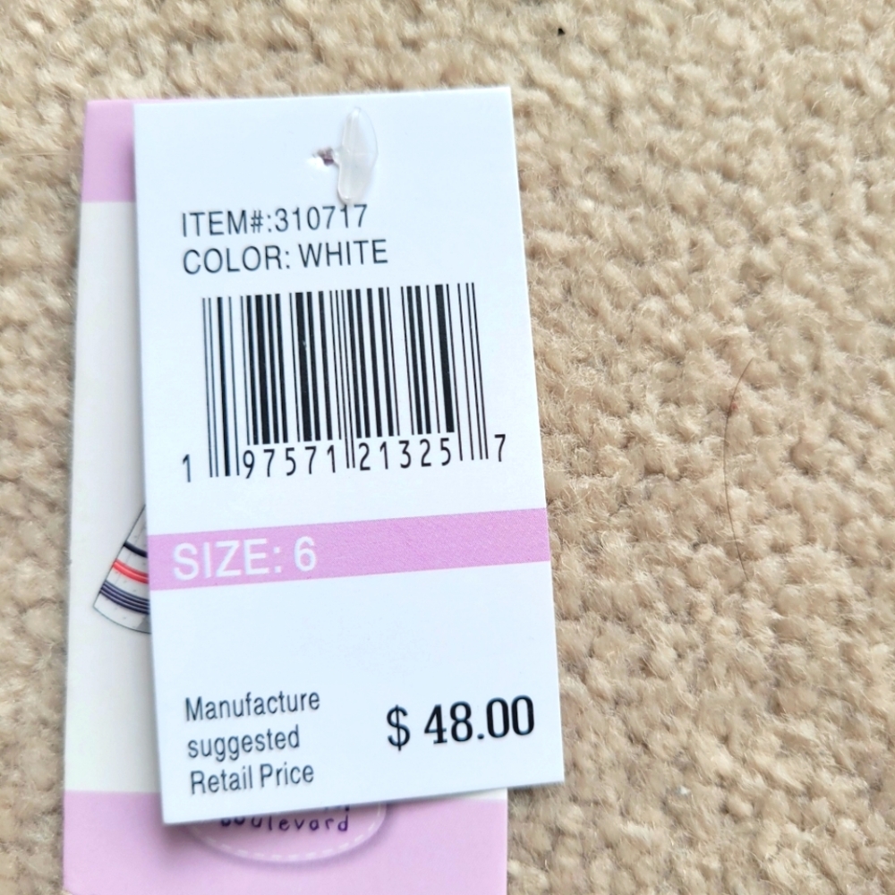 NWT Blueberi Boulevard Girls White Dress with Red and Navy Accents - Size 6 - Picture 2 of 6